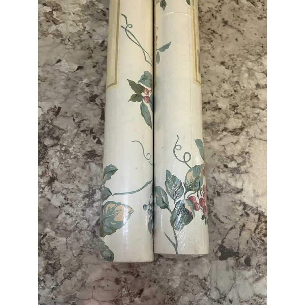 Vintage York Wallcoverings Cottagecore Botanical Fruit HI2246, 56 Sq Ft Lot Of 2